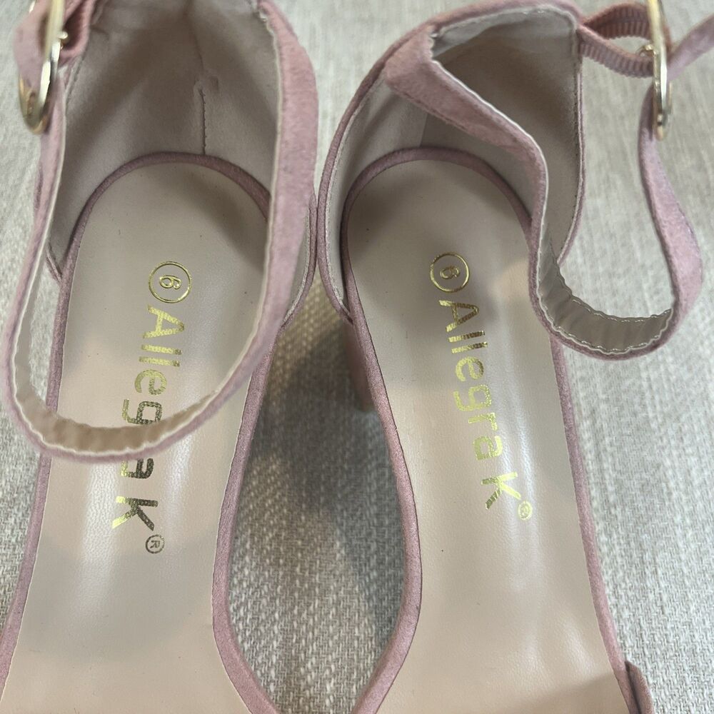 Allegra K Ankle Strap Block Low Heel Sandal Women's 6 Light Pink Wedding Summer - Picture 6 of 12